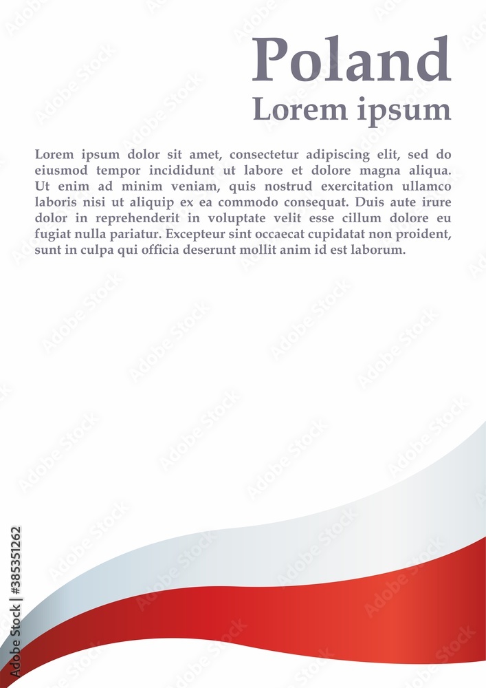 Flag of Poland, Polish flag, template for award design, an official document with the flag of Poland. Bright, colorful vector illustration.