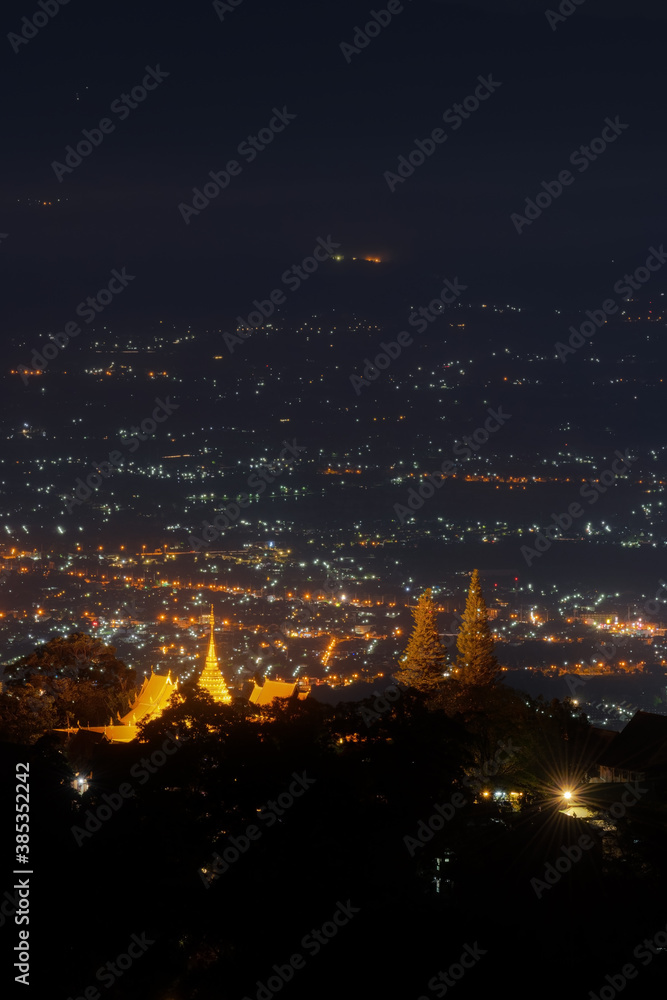 High angle view of Wat Phrathat Doi suthep in Chiang Mai Thailand