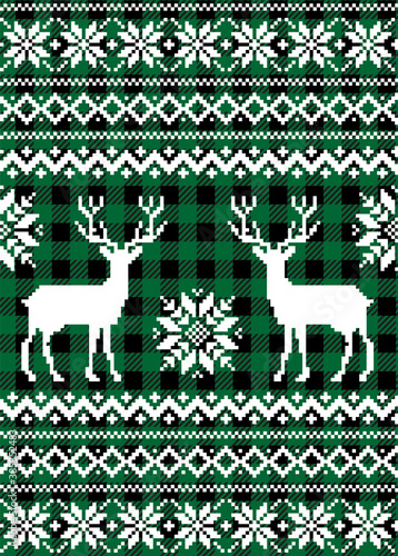 Christmas and New Year pattern at Buffalo Plaid. Festive background for design and print