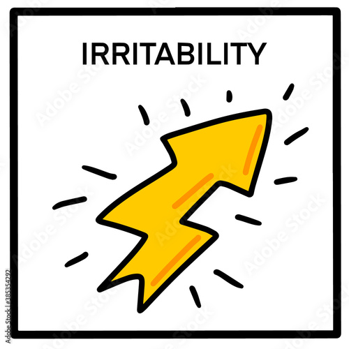 Irritability hand drawn vector illustration icon in cartoon comic style