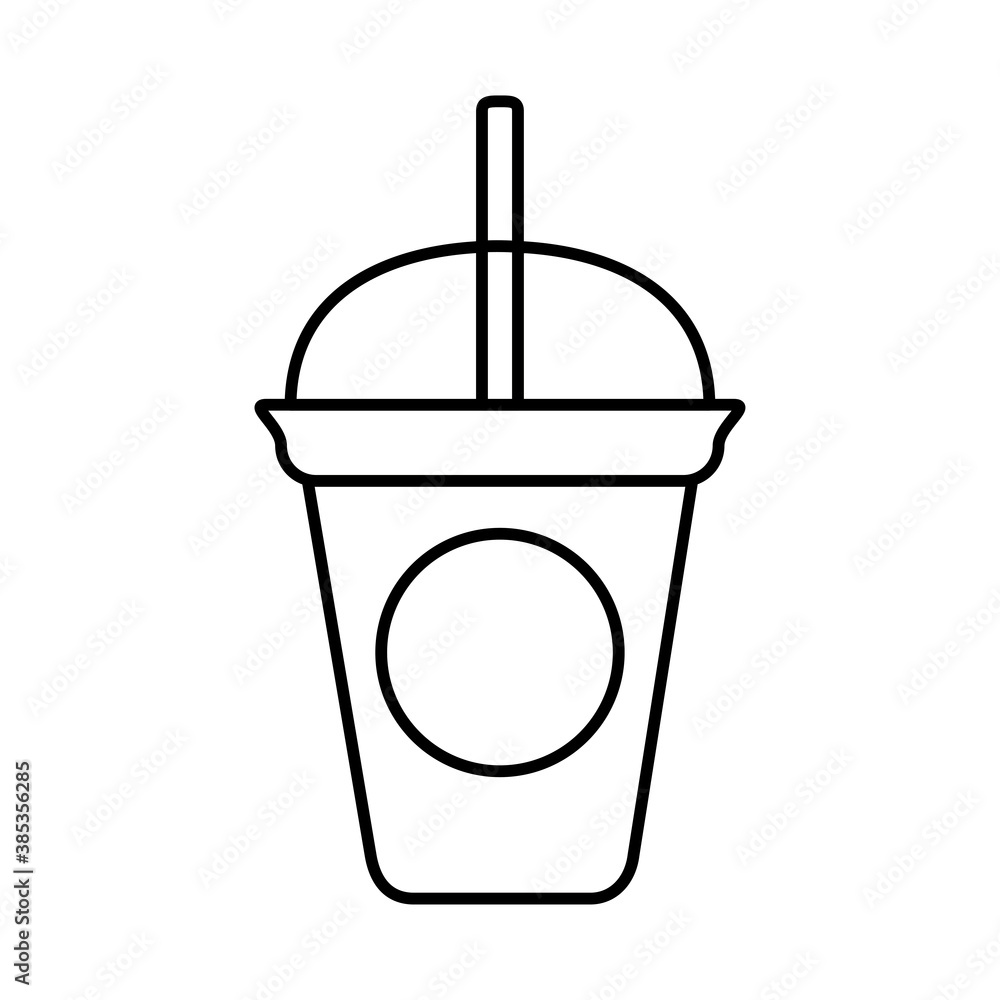 tea, takeaway disposable cup with straw line icon tea, takeaway disposable cup with straw line icon