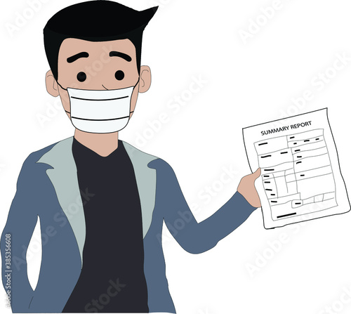 ector illustration of a new normal lifestyle Wear a mask while working and protect yourself from the coronavirus (COVID-19).