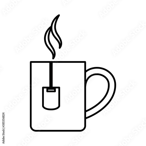 tea, teacup with teabag hot beverage antioxidant line icon