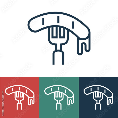 Line icon fork with sausage