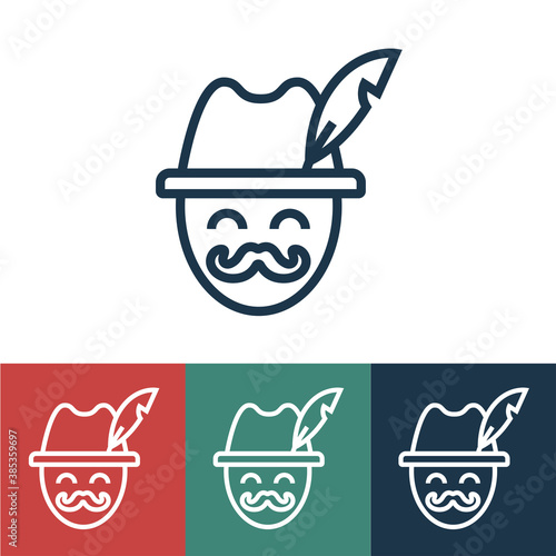 Line icon man in hat with mustache
