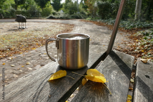 cup of coffee on a wooden table