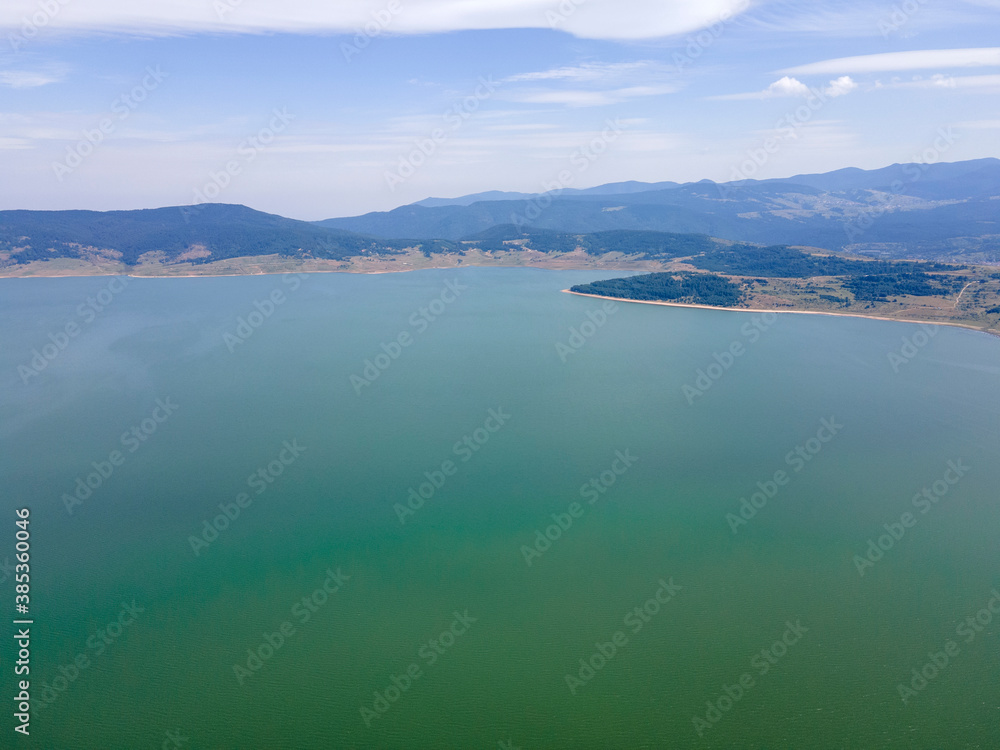 Aerial view of Batak Reservoir, Bulgaria