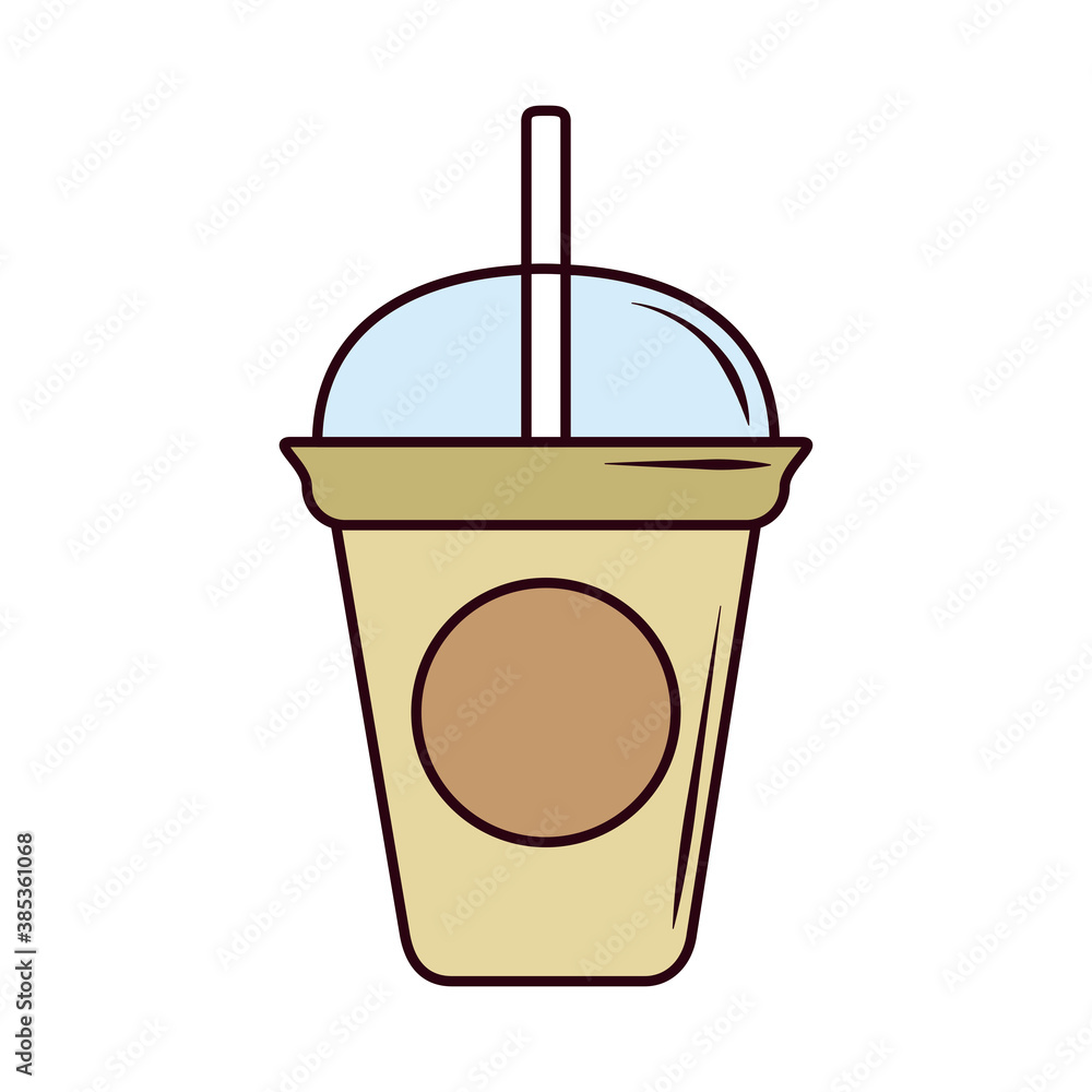 tea, takeaway disposable cup with straw line and fill tea, takeaway disposable cup with straw line and fill