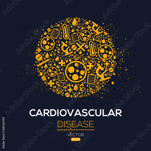 Creative (Cardiovascular) disease Banner Word with Icons ,Vector illustration.	