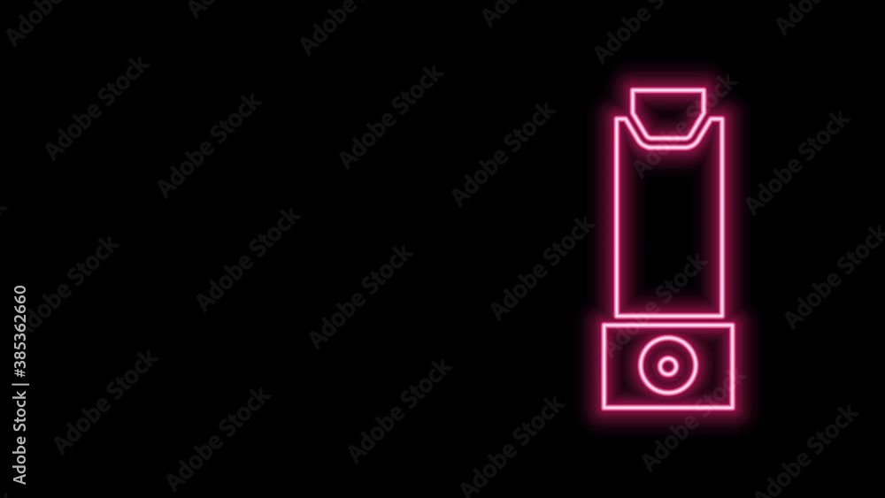 Glowing neon line Inhaler icon isolated on black background. Breather for cough relief, inhalation, allergic patient. 4K Video motion graphic animation Glowing neon line Inhaler icon isolated on black background. Breather for cough relief, inhalation, allergic patient. 4K Video motion graphic animation