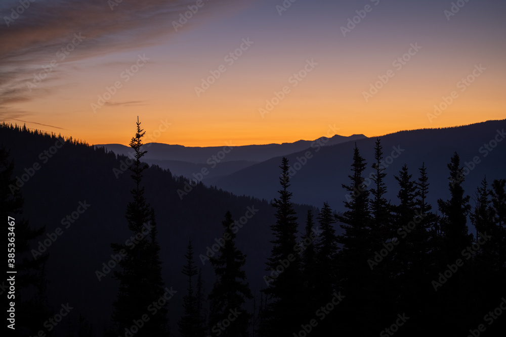 Early sunrise from mountain lookout