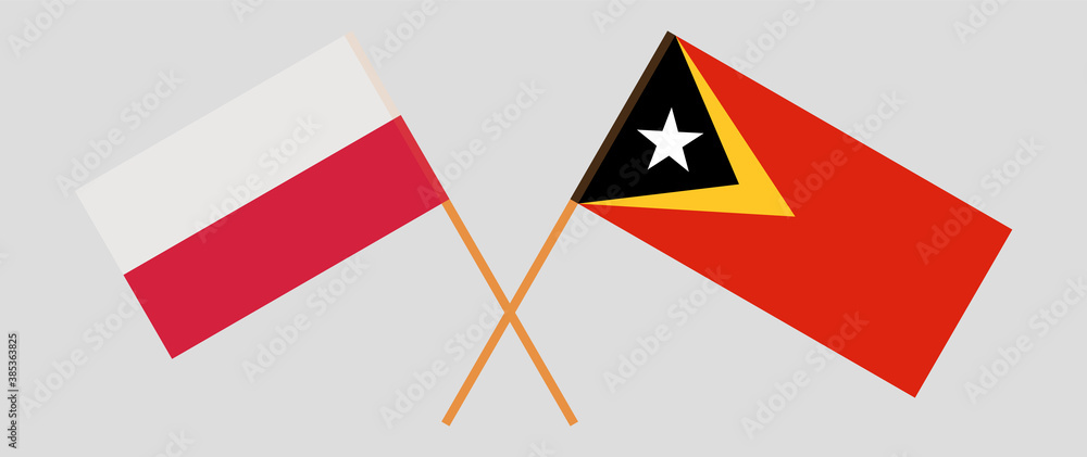 Crossed flags of East Timor and Poland Crossed flags of East Timor and Poland