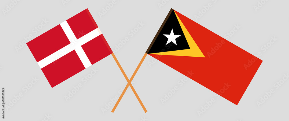 Fototapeta premium Crossed flags of East Timor and Denmark
