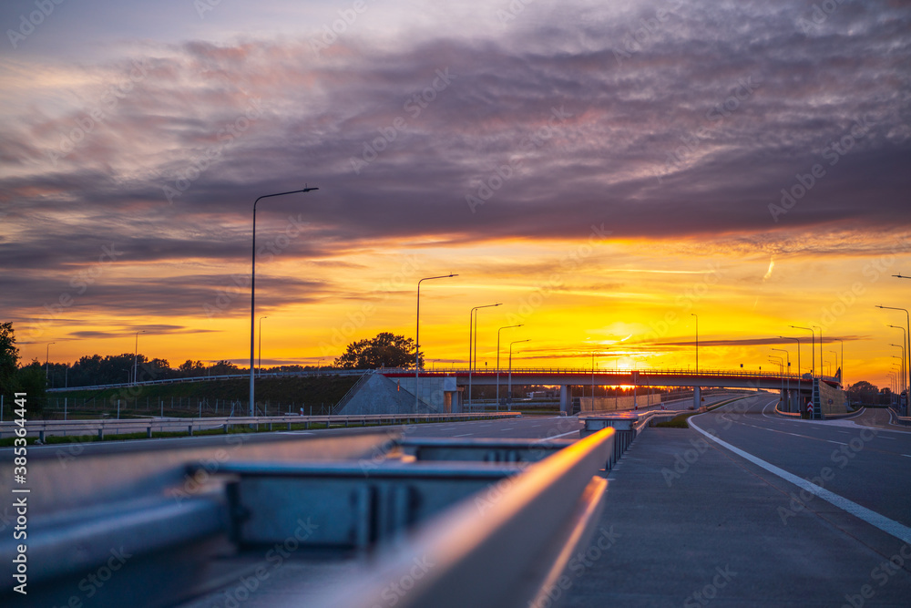 Sunset over the highway