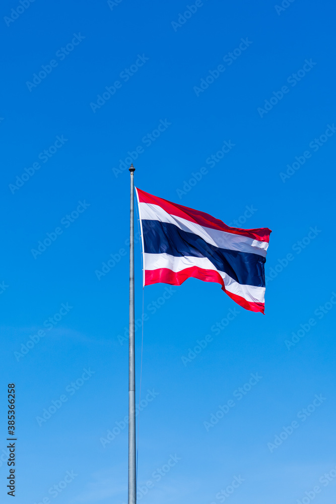 National Flag of Thailand, Flying High in a Blue Sky Day National Flag of Thailand, Flying High in a Blue Sky Day