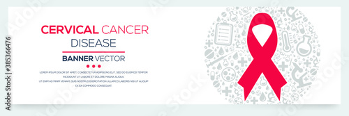 Creative (Cervical Cancer) disease Banner Word with Icons ,Vector illustration.	