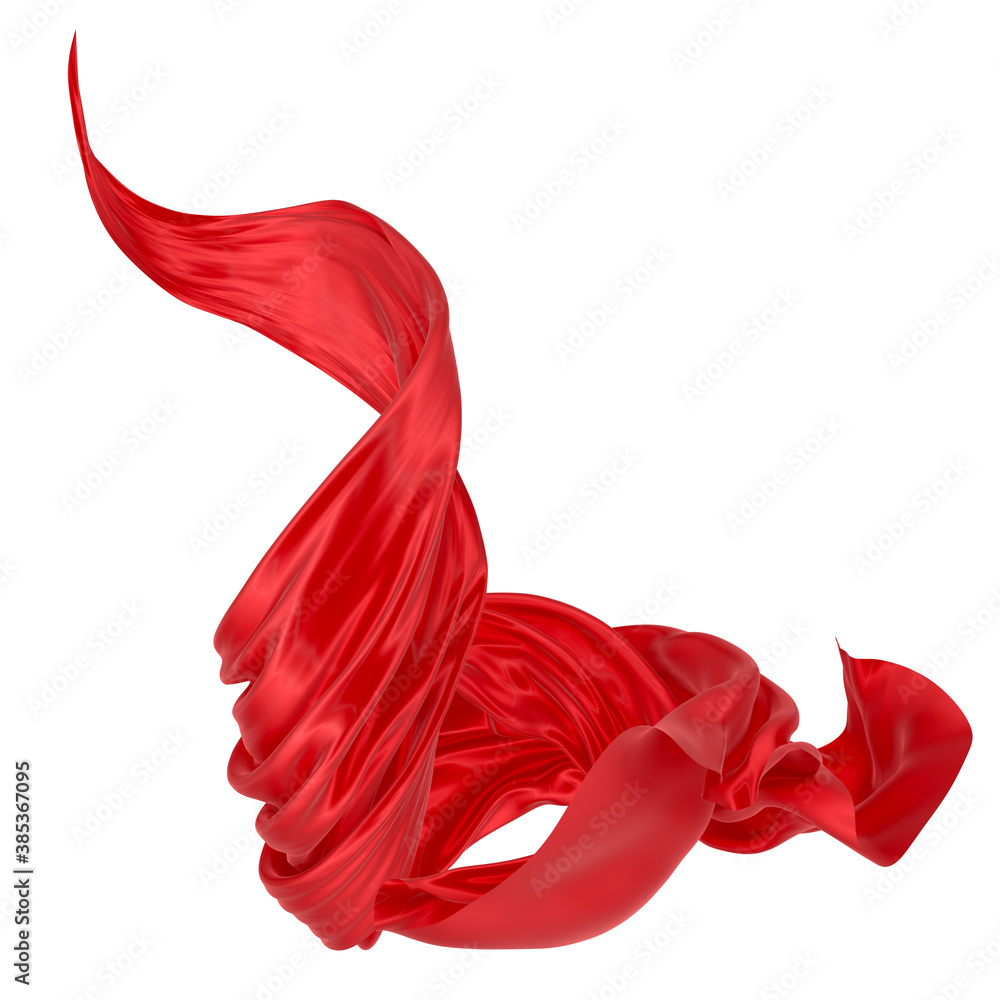 Beautiful flowing fabric of red wavy silk or satin. 3d rendering image. Beautiful flowing fabric of red wavy silk or satin. 3d rendering image.
