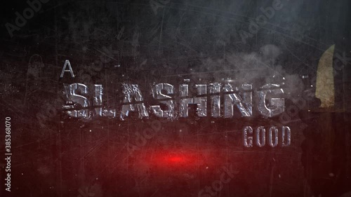 Have a Slashing Good Halloween 4K Loop features a message in chiseled rock words with slashes through them wishing a slashing good Halloween in a loop