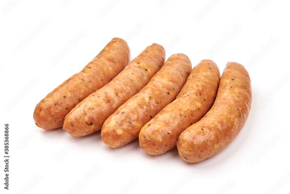 Bavarian sausages, isolated on white background Bavarian sausages, isolated on white background