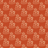Seamless pattern with lots of cups with tea or coffee Seamless pattern for fabric, wallpaper, banner or wrapping paper. Hand drawn style.