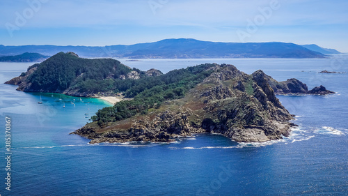 panoramic view of the cies islands in Galicia