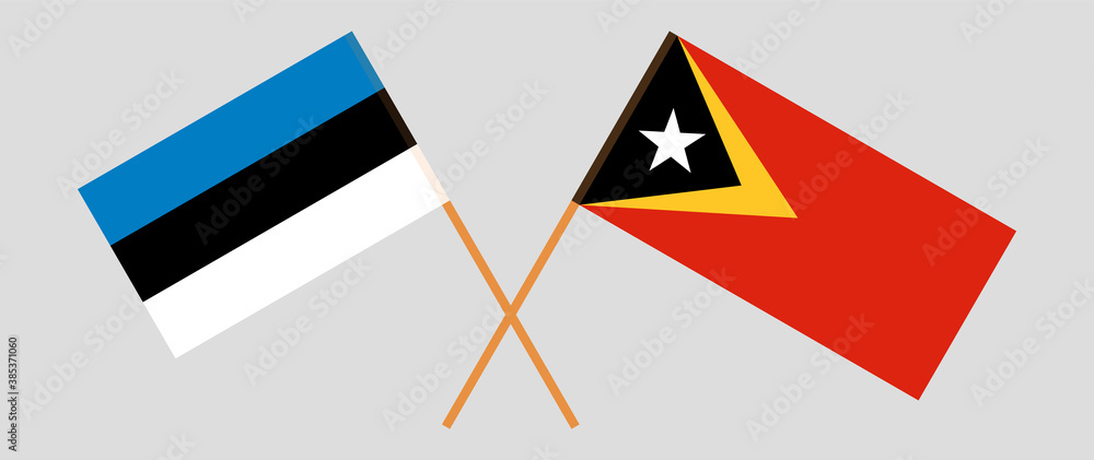 Crossed flags of East Timor and Estonia Crossed flags of East Timor and Estonia