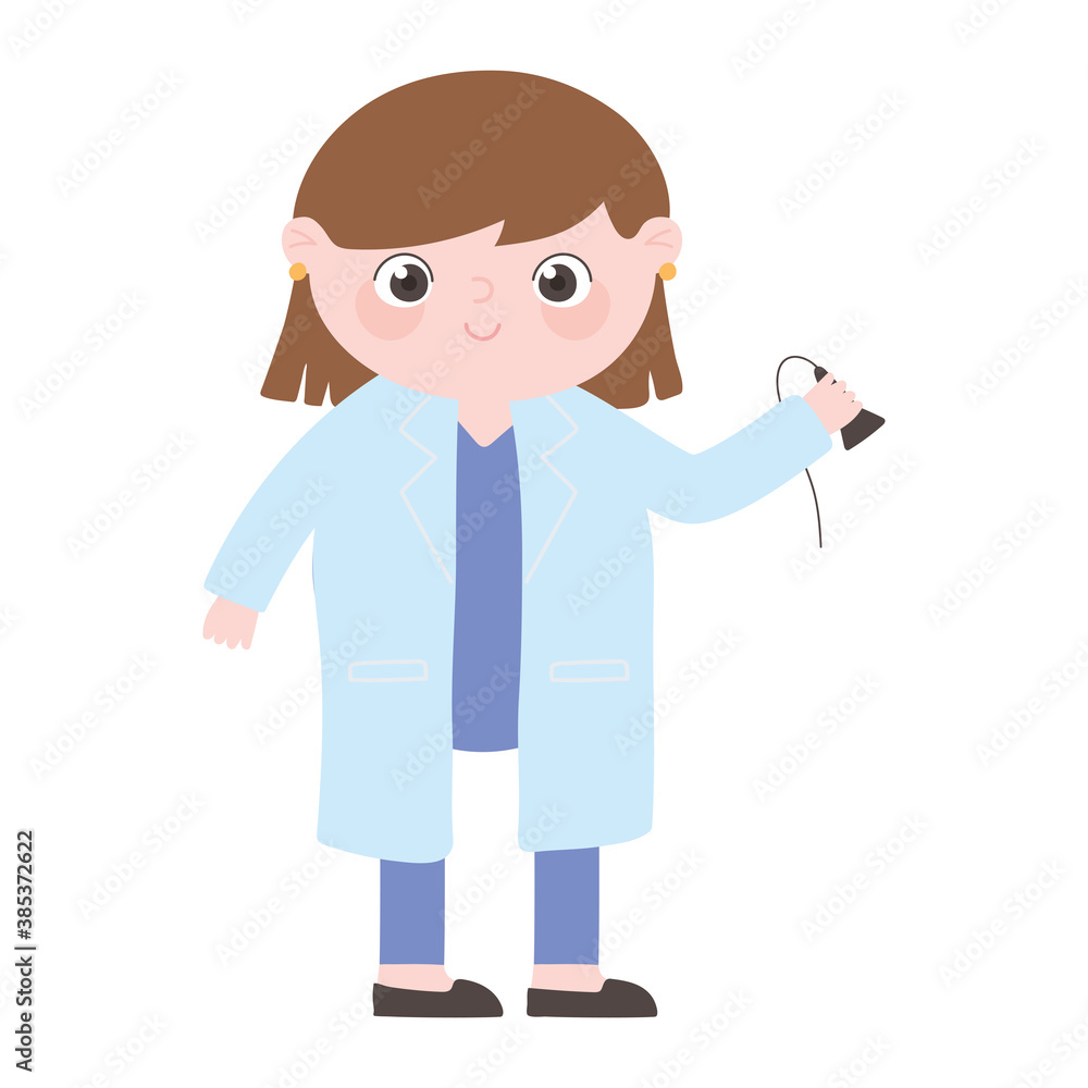 cartoon female doctor with ultrasound scanner in the hand cartoon female doctor with ultrasound scanner in the hand