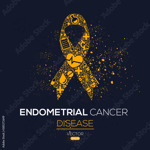Creative (Endometrial Cancer) disease Banner Word with Icons ,Vector illustration.	