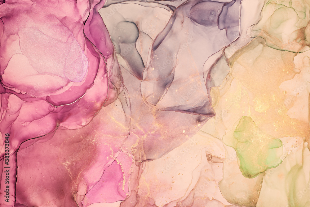 Fototapeta premium Fluid Art . Abstract colorful background, wallpaper. Mixing acrylic paints. Modern art. Marble texture. Alcohol ink colors translucent