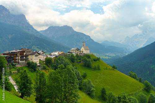 Mountain landscape along the road to Colle Santa Lucia, Dolomites