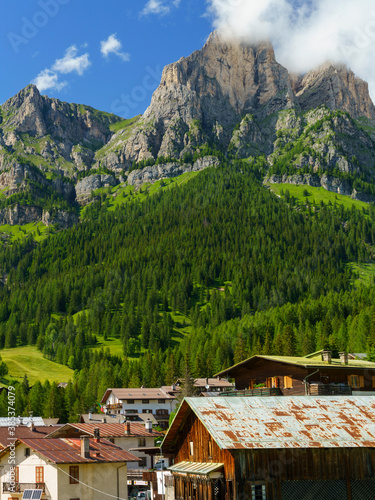 Mountain landscape along the road to Forcella Staulanza at Selva di Cadore, Dolomites
