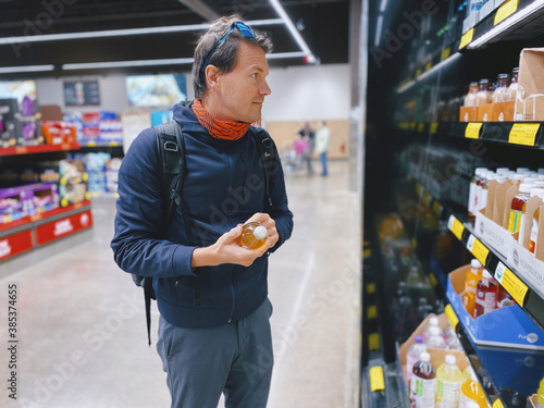 Man shopping in grocery store
