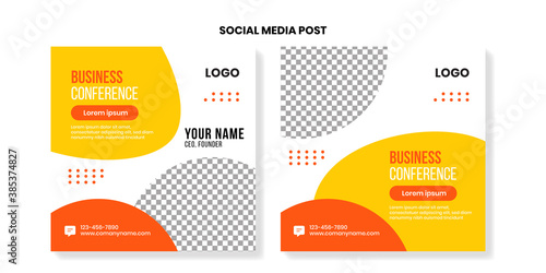 Social Media Post for Business, digital agency post, square promotion template, orange and yellow post, suitable for internet ads and posts