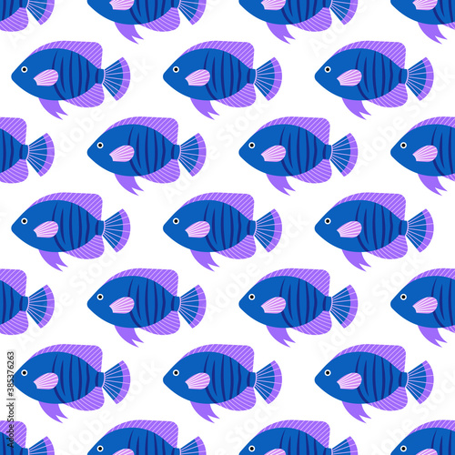 Vector seamless pattern with fish. Creative design element