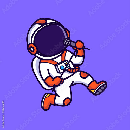 Cute astronaut singing vector illustration