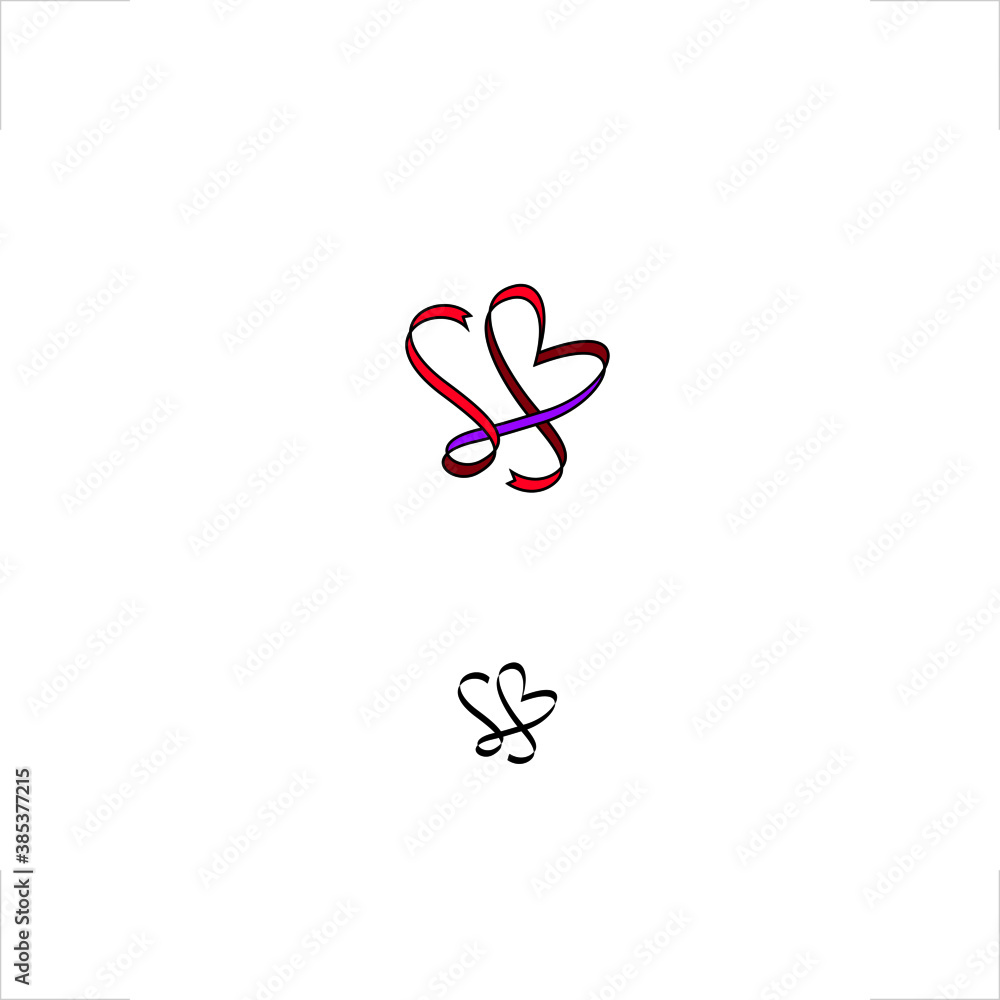 SB logo initial letter ribbon shape heart SB logo initial letter ribbon shape heart