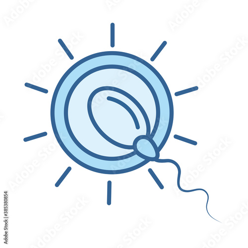 sexual health, sperm fertilizes the egg line fill blue icon