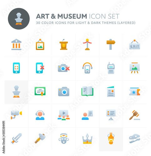 Art & Museum Vector Icon Set. Fillio Color Icon Series.