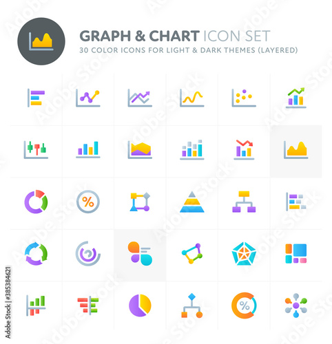 Graph & Chart Vector Icon Set. Fillio Color Icon Series.