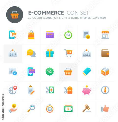 Ecommerce Vector Icon Set. Fillio Color Icon Series.