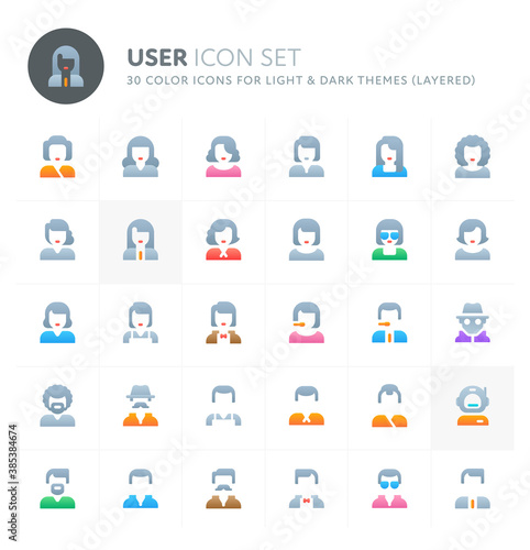 User and Avatar Vector Icon Set. Fillio Color Icon Series.
