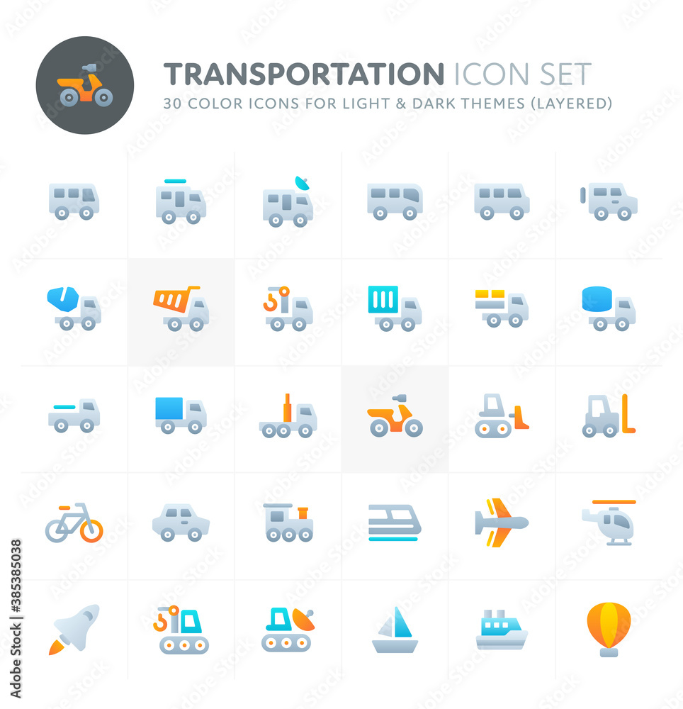 Transportation Vector Icon Set. Fillio Color Icon Series.