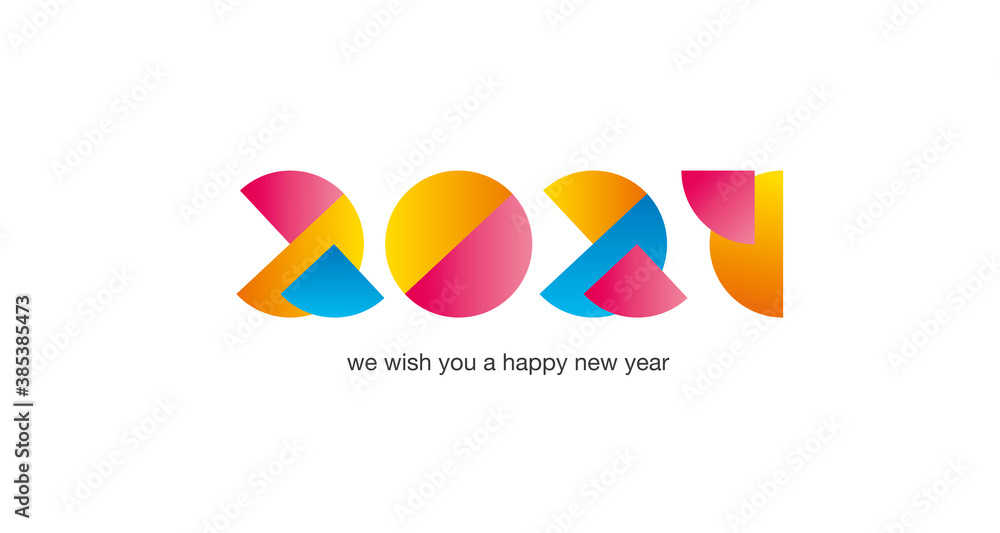 Happy New Year 2021 modern colorful abstract numbers logo icon white isolated background Happy New Year 2021 modern colorful abstract numbers logo icon white isolated background