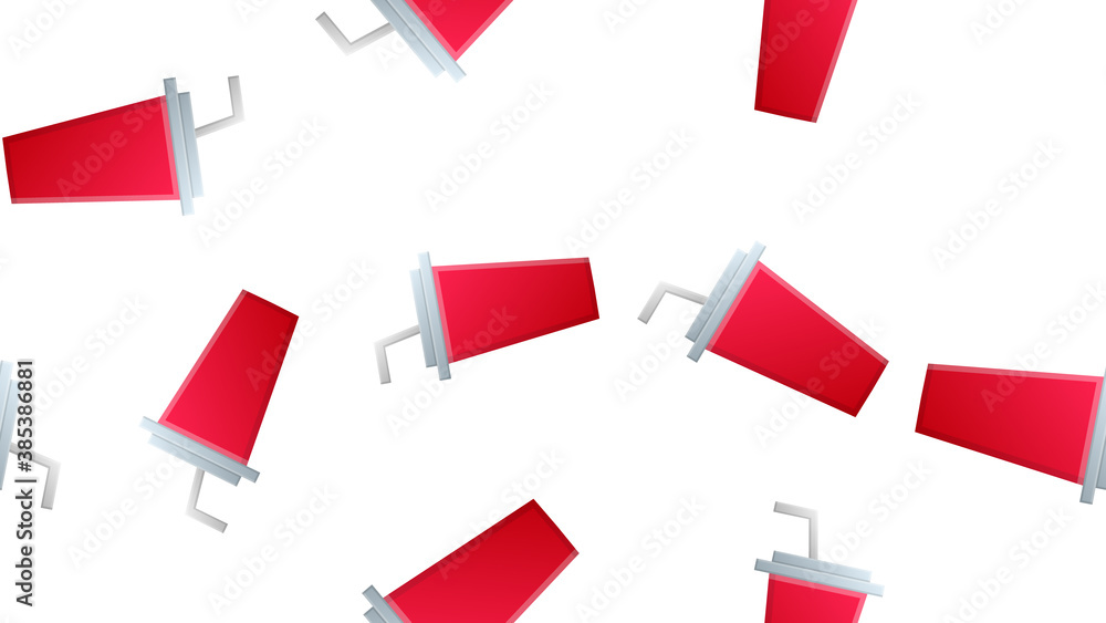 coffee in a red glass with a straw, on a white background, vector illustration, pattern. wallpaper for the design of a cafe, restaurant. home decor, pastry shop. reusable cup coffee in a red glass with a straw, on a white background, vector illustration, pattern. wallpaper for the design of a cafe, restaurant. home decor, pastry shop. reusable cup
