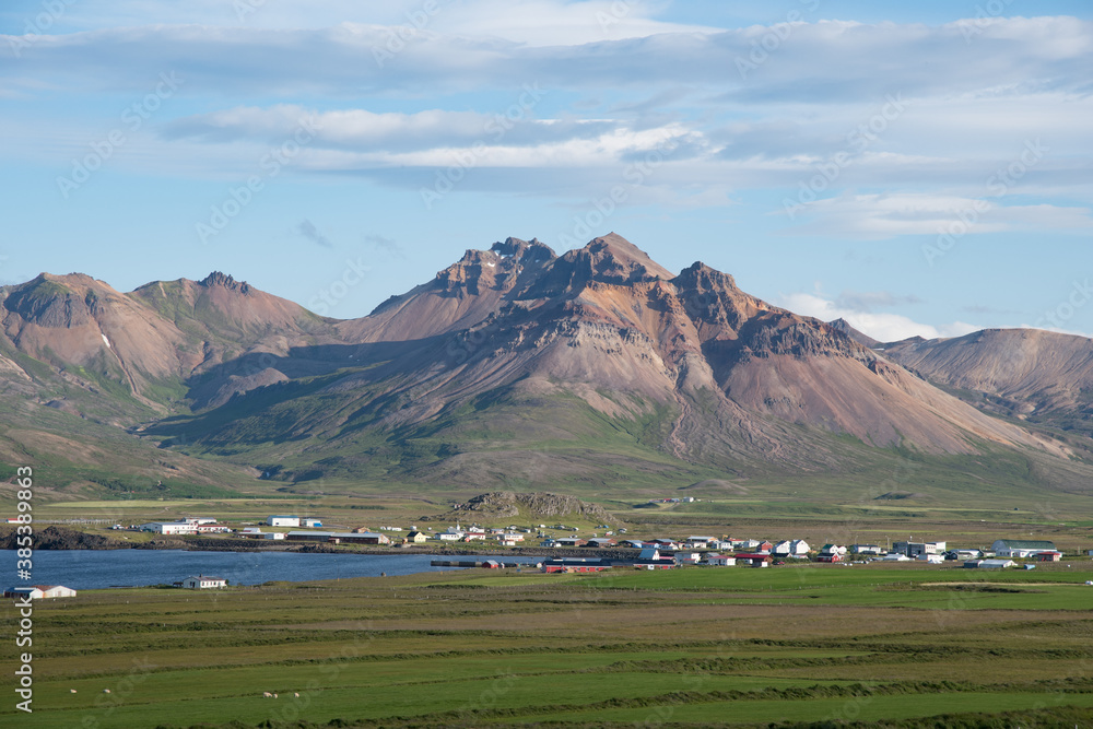 Village of Bakkagerdi in Borgarfjordur Eystri fjord in Iceland
