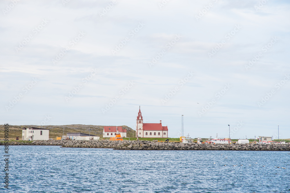 Coastline of town of Raufarhofn in North Iceland