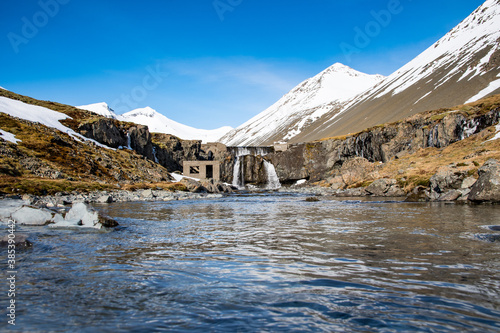 Nedstifoss waterfall in Thorgeirsstadaa river in Thorgeirsstadadalur in Iceland photo