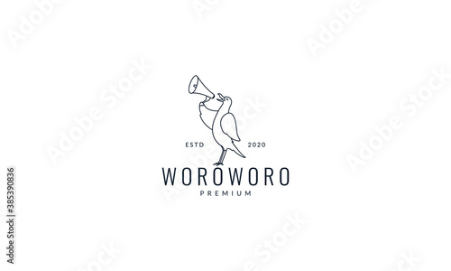 bird with speaker line announcement logo vector illustration design