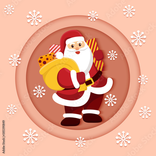 Santa Claus paper cut background concept
