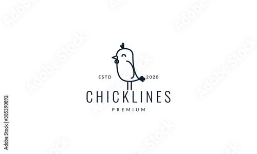 chick or chicken line simple cute logo vector illustration design